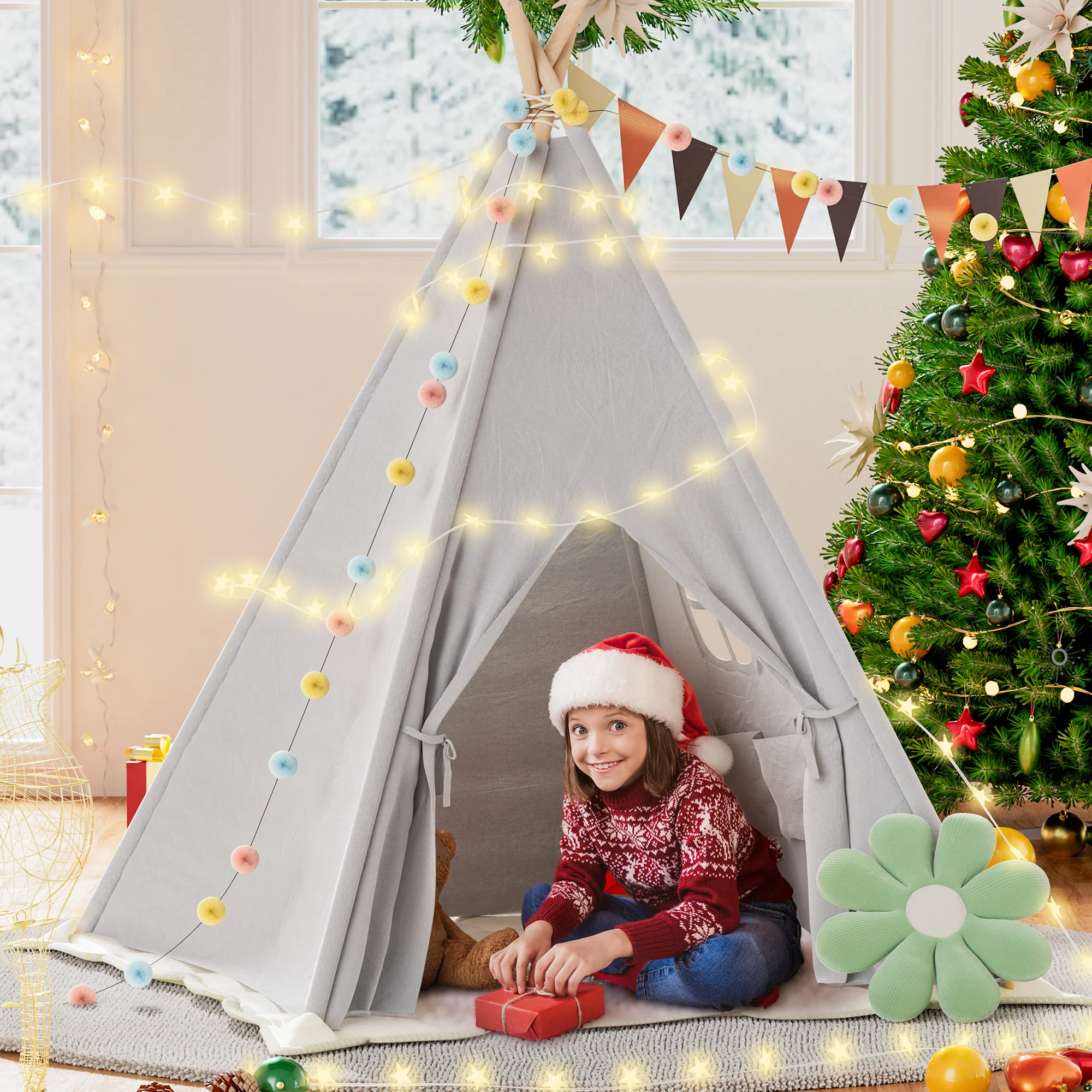 Cocoon - BlueWood® Teepee Tent For Kids with Mat and Accessories [EU ONLY] - Image 11