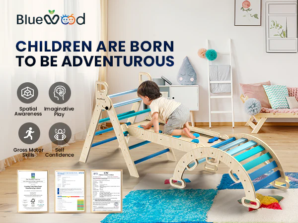 Aurora - BlueWood® 2024 Pikler Triangle Set *Calm Gradient Blue - Image 4