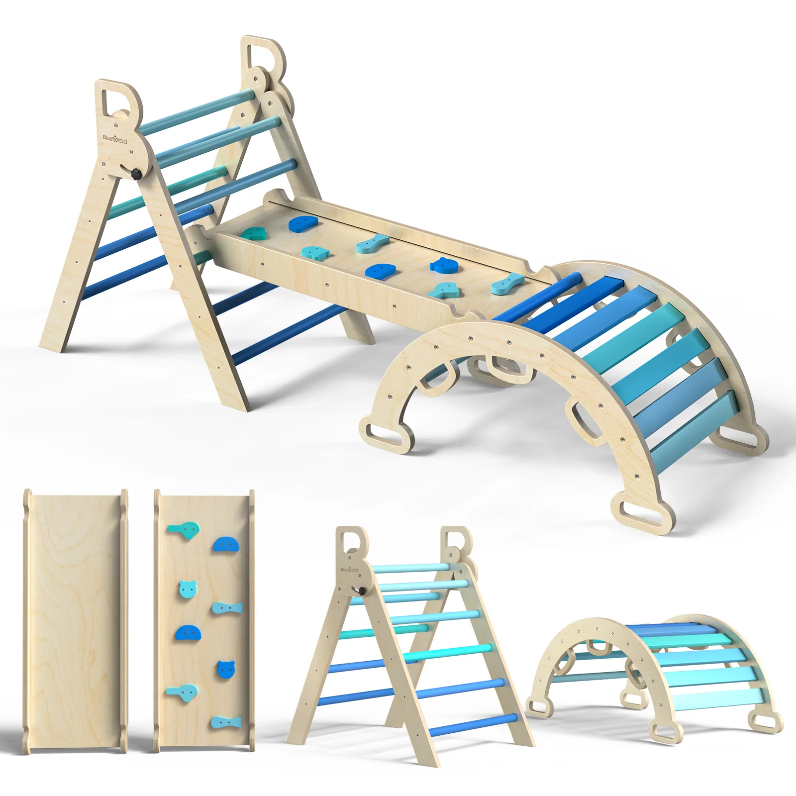 Aurora - BlueWood® 2024 Pikler Triangle Set *Calm Gradient Blue - Image 5