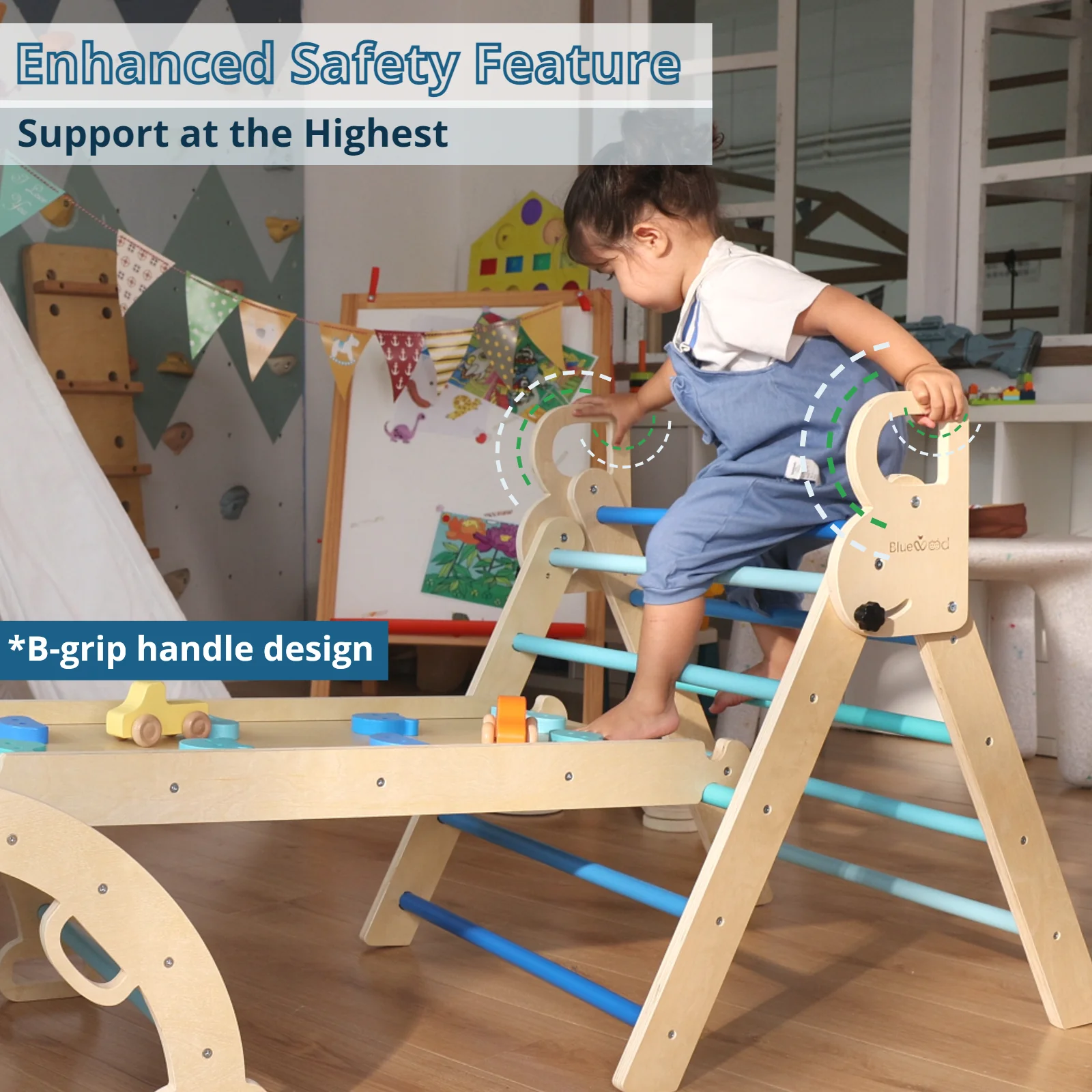 Aurora – BlueWood® Rope Ladder Pikler Triangle Set * Calm Gradient Blue - Image 3