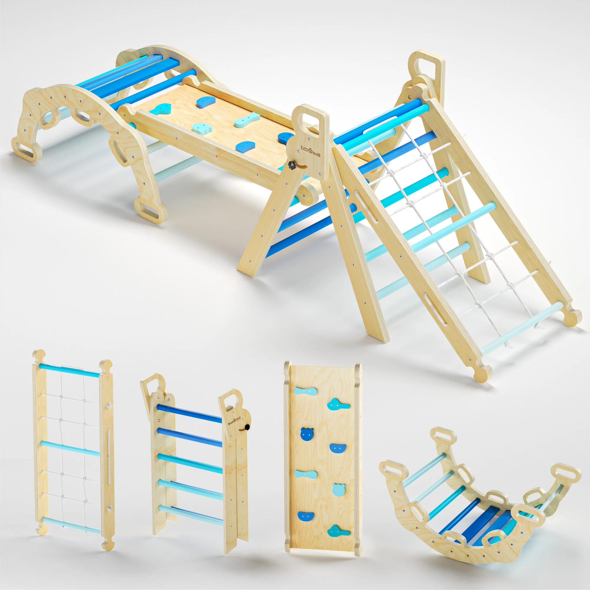 Aurora – BlueWood® Rope Ladder Pikler Triangle Set * Calm Gradient Blue - Image 6