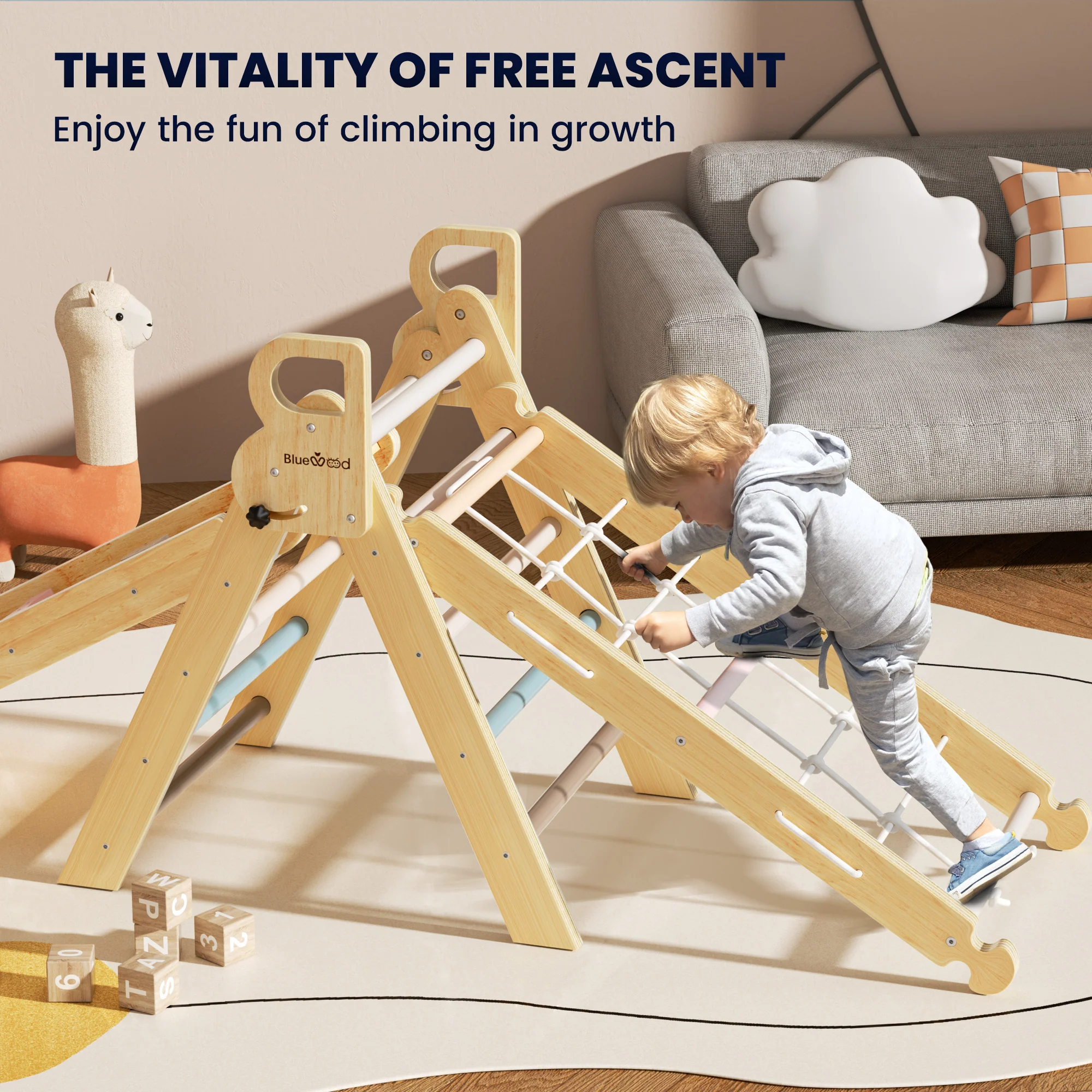 Aurora – BlueWood® Rope Ladder Pikler Triangle Set *Morandi Soft Tones - Image 3