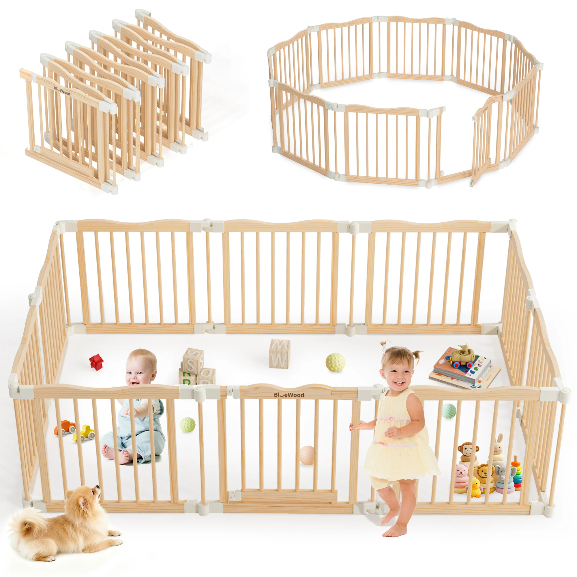 Halo - BlueWood® Baby Gate Playpen, Foldable, Paint-Free Baby Playpen - Image 8