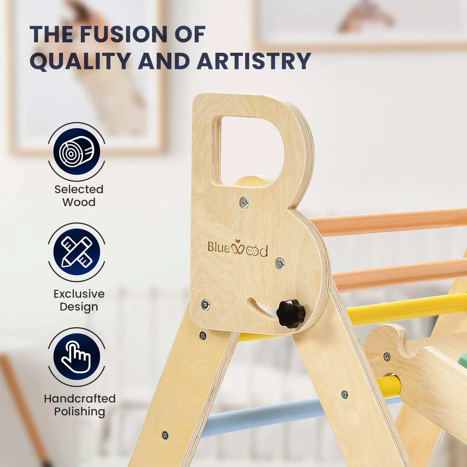 Nostalgia Series - BlueWood® Classic Pikler Triangle Set 2Pcs * Nostalgia Rainbow - Image 4