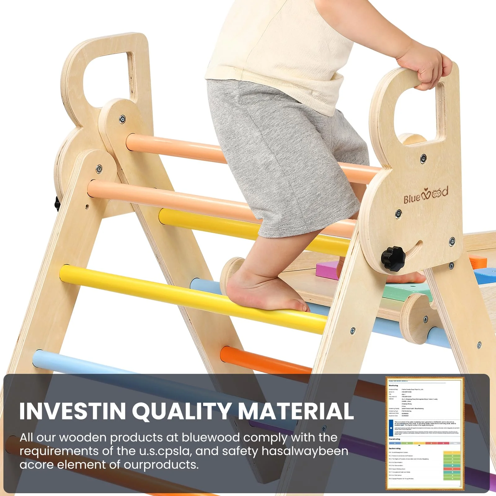 Nostalgia Series - BlueWood® Classic Pikler Triangle Set 2Pcs * Nostalgia Rainbow - Image 5