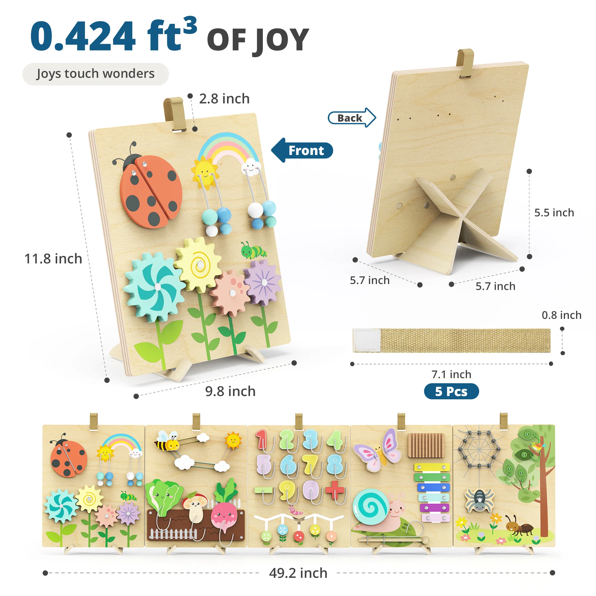 Giggle - 5-Piece Wooden Activity Board Set - Versatile Standing & Hanging - Image 4