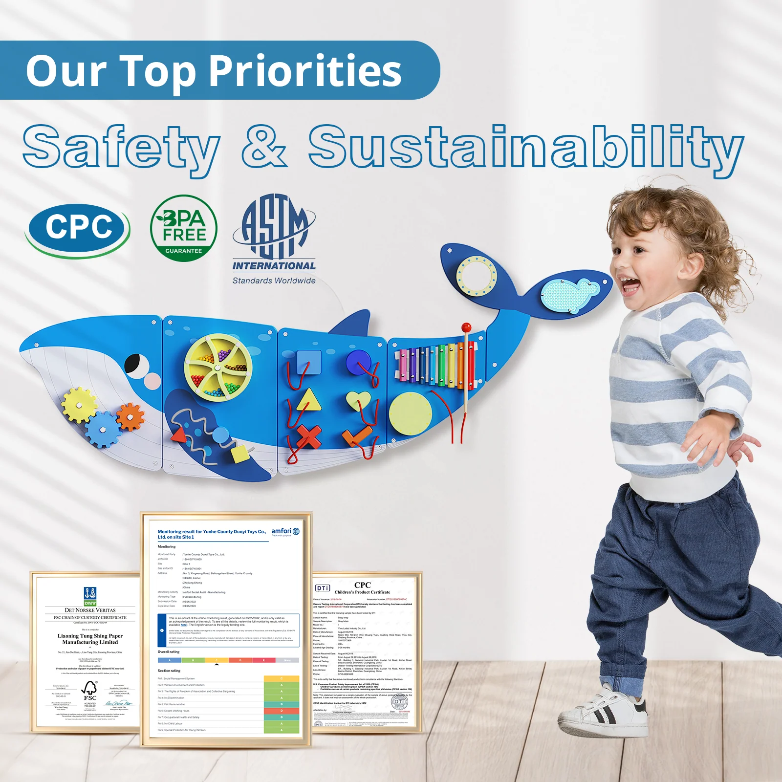 Giggle - BlueWood® Busy Board * Blue Whale - Image 3