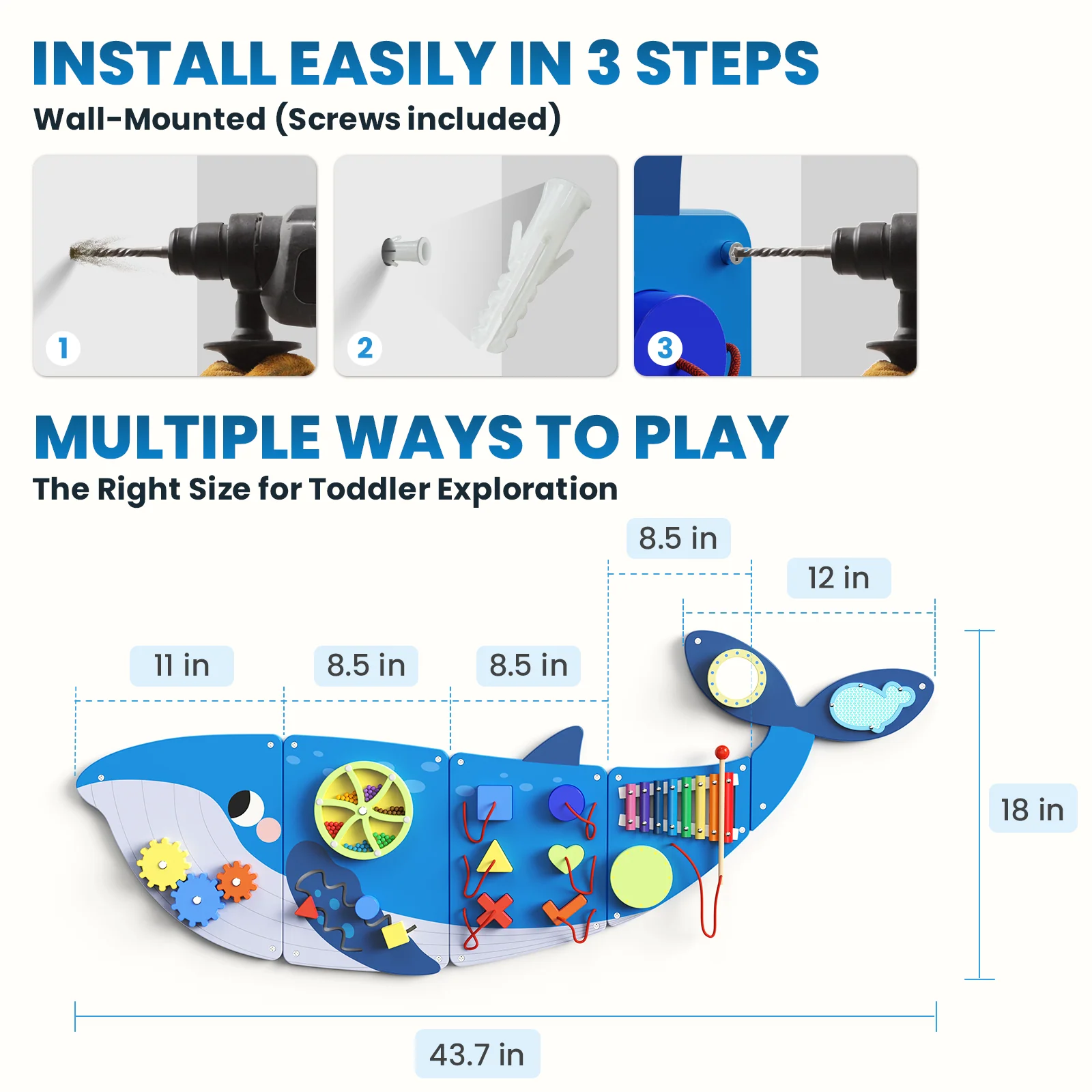 Giggle - BlueWood® Busy Board * Blue Whale - Image 5