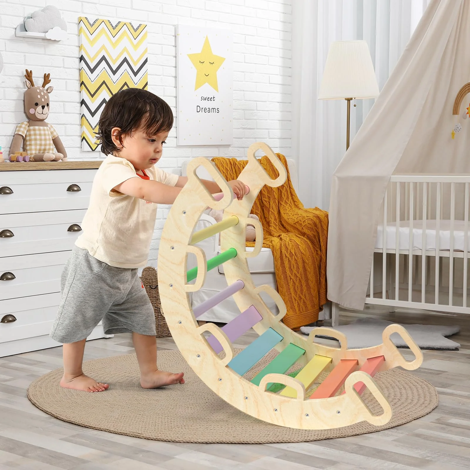 Aurora – BlueWood® Pikler Arch Ladder * Aurora Rainbow - Image 4