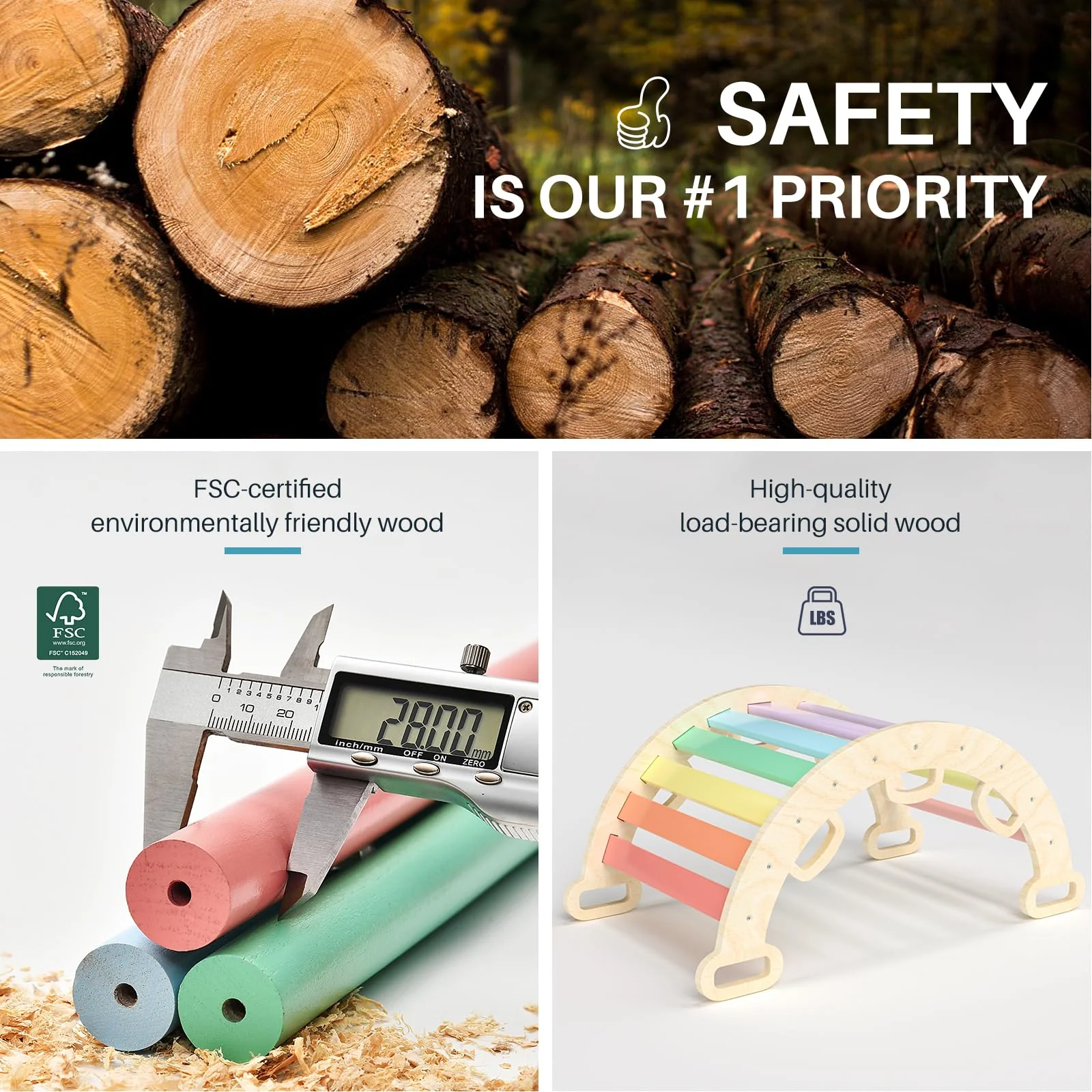 Aurora – BlueWood® Pikler Arch Ladder * Aurora Rainbow - Image 6