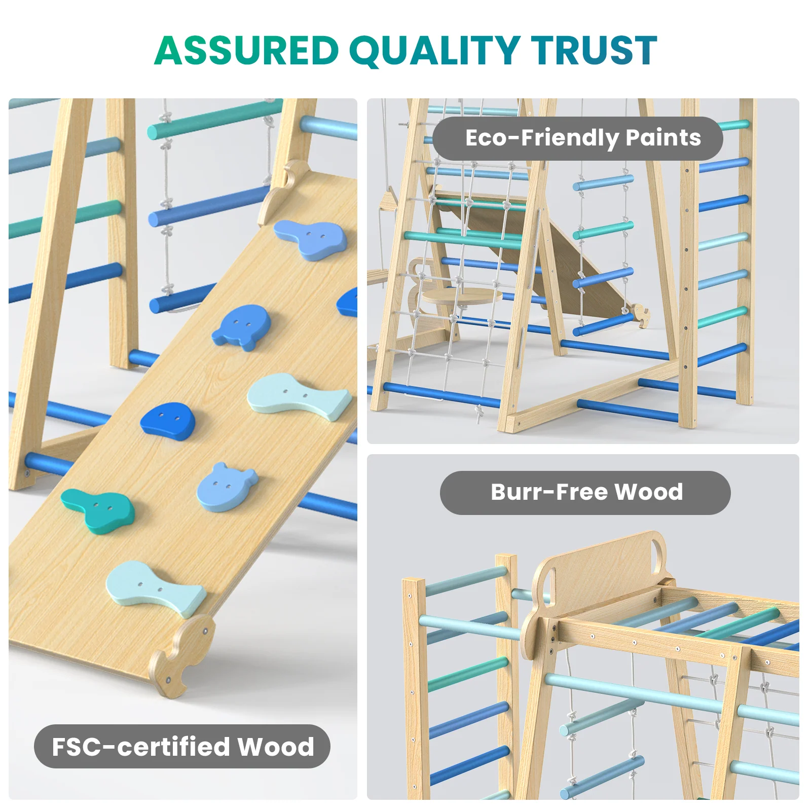 Safari-land - BlueWood® Indoor Jungle Gym Swing Sets * Calm Gradient Blue - Image 3