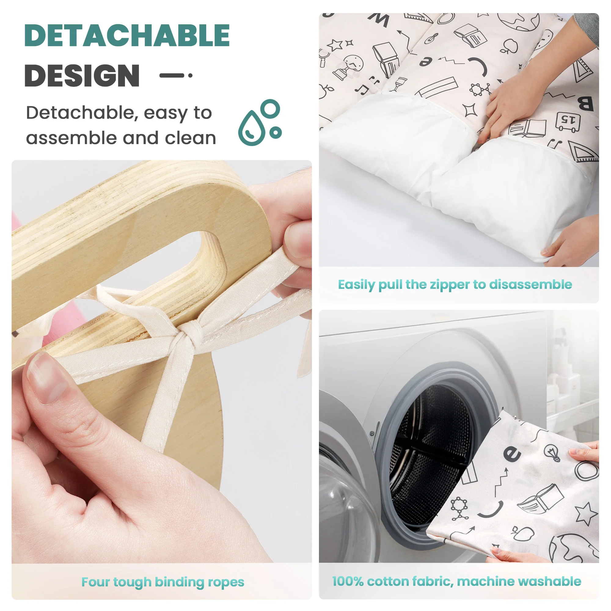 Totsicle - BlueWood® Pikler Triangle Playset with Cushion * Morandi Soft Tones - Image 5