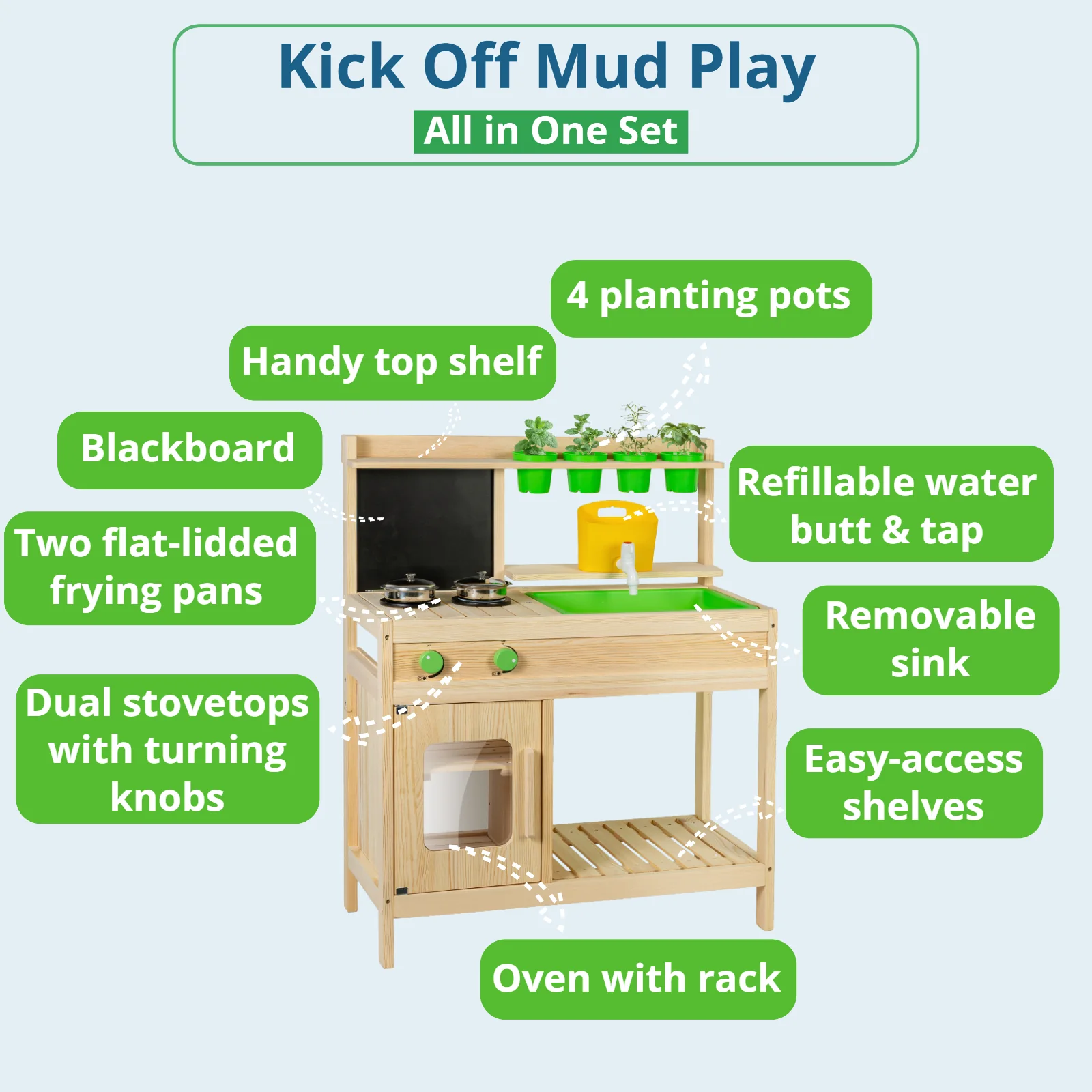 Whisk- Pure Wood Mud Kitchen For Backyard & Patio or Indoor Pretend Food Play - Image 3
