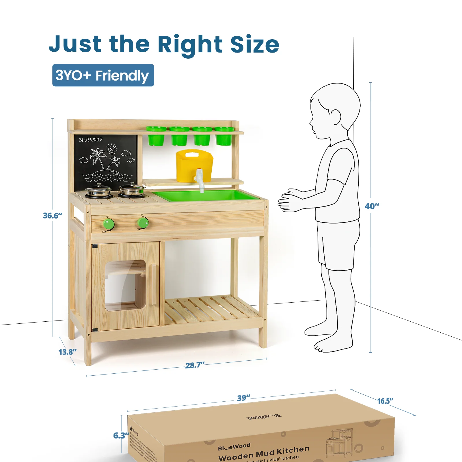 Whisk- Pure Wood Mud Kitchen For Backyard & Patio or Indoor Pretend Food Play - Image 4
